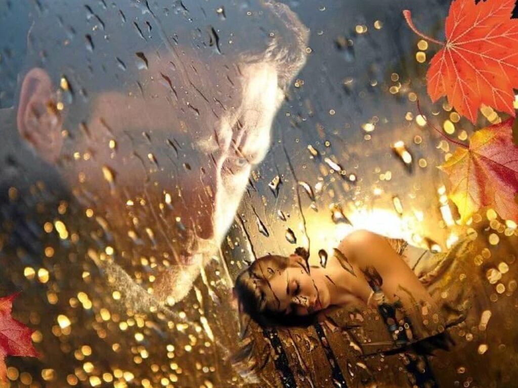 Сильный золотой дождик на тело разгоряченной блондинки капал теплыми возбуждающими каплями