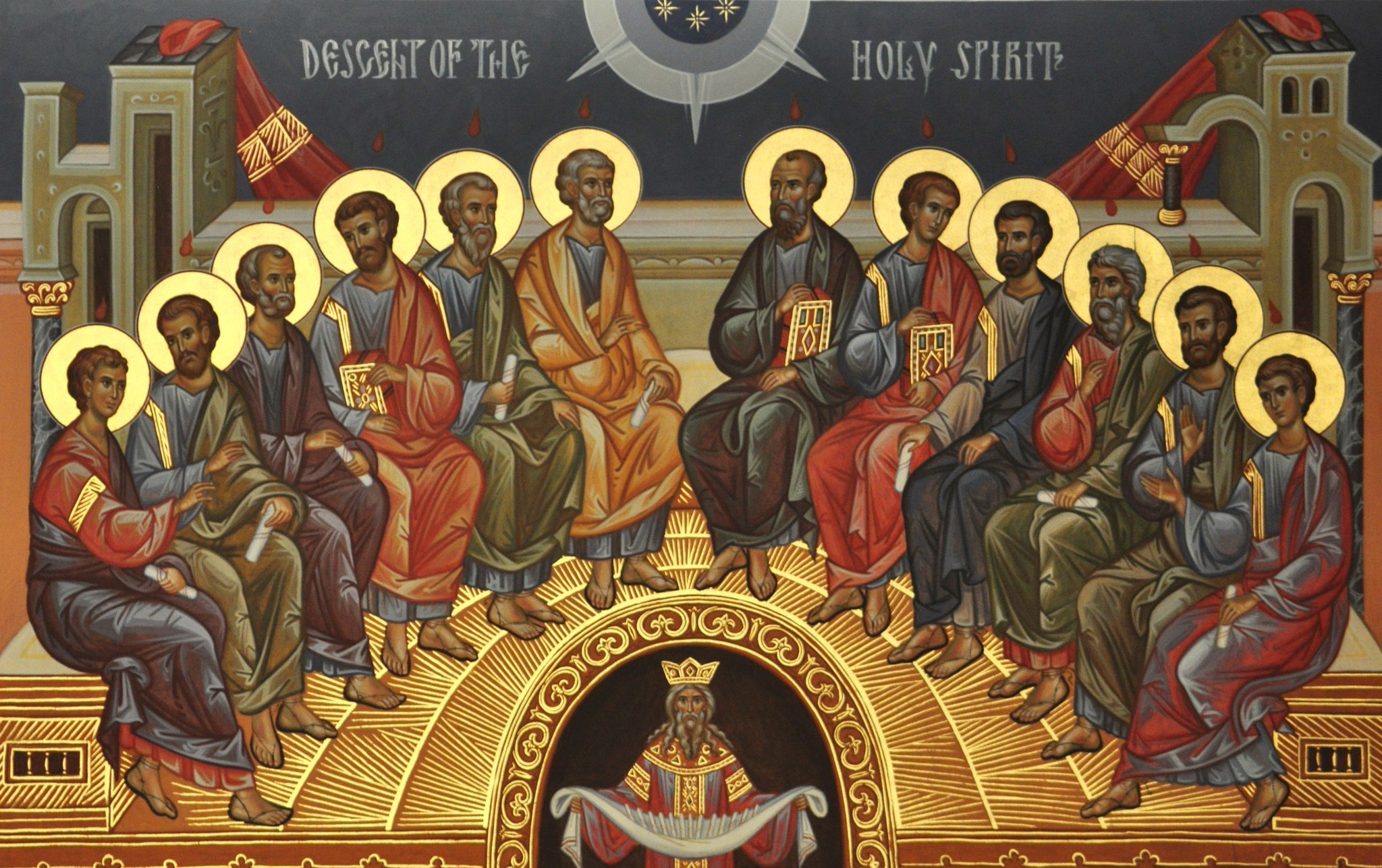 Фото сошествия святого духа. Сошествие Святого духа на 12 апостолов. Икона "Сошествие Святого духа". Икона Сошествие Святого духа на апостолов.