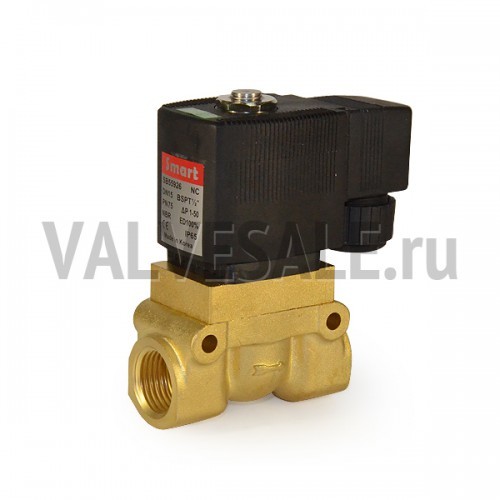 Электромагнитный клапан SMART SB55926
Применяется для подачи сред с высоким давлением до75 бар. Муфтовый диаметр присоединения DN15 и резьбой G1/2".
Клапан нормально закрытый предназначен для воды, пара, жидкостей и газов с температурой от -30 до +150°С. Питание на катушке  AC 24V; DC 12V; DC 24V
http://valvesale.ru/solenoid_valves/piston_solenoid_valves/SB5592_piston_reinforced_solenoid_valves/solenoid_valve-SB55926